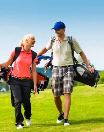 Happy couple on a golf course