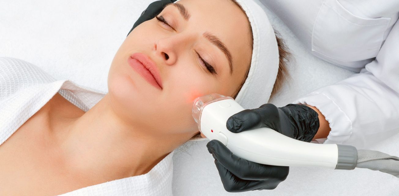Young woman receiving laser treatment